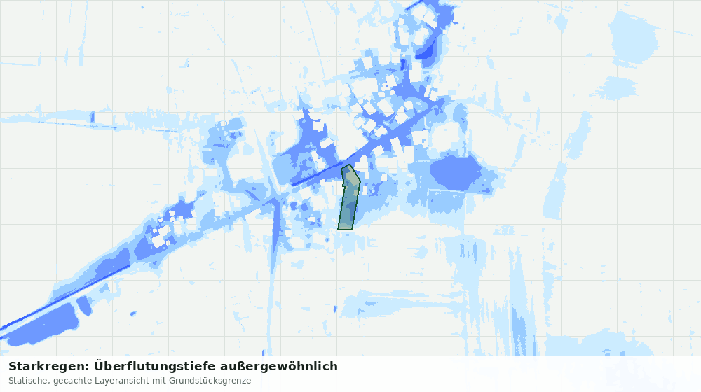Statische Kartenansicht: Starkregen: Überflutungstiefe außergewöhnlich