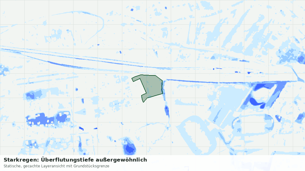 Statische Kartenansicht: Starkregen: Überflutungstiefe außergewöhnlich