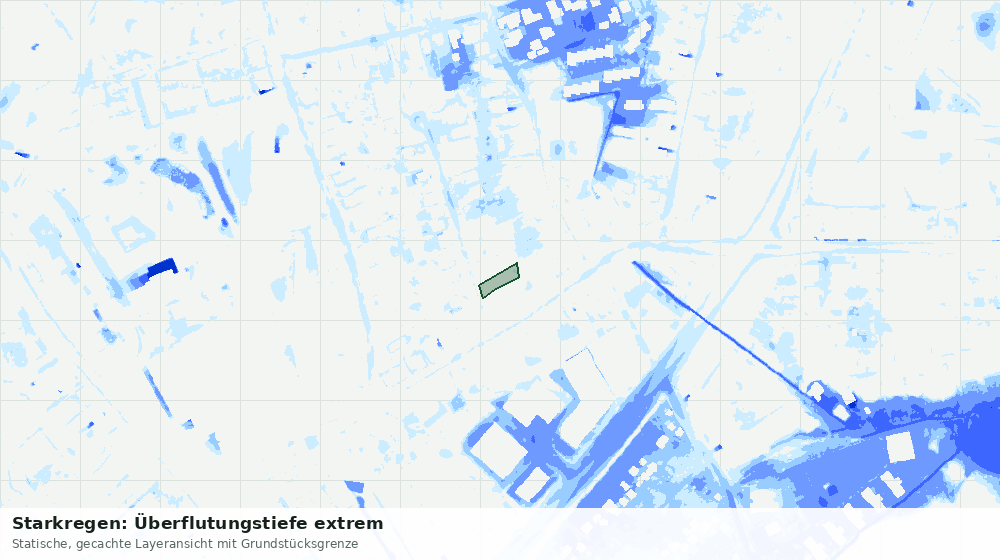 Statische Kartenansicht: Starkregen: Überflutungstiefe extrem