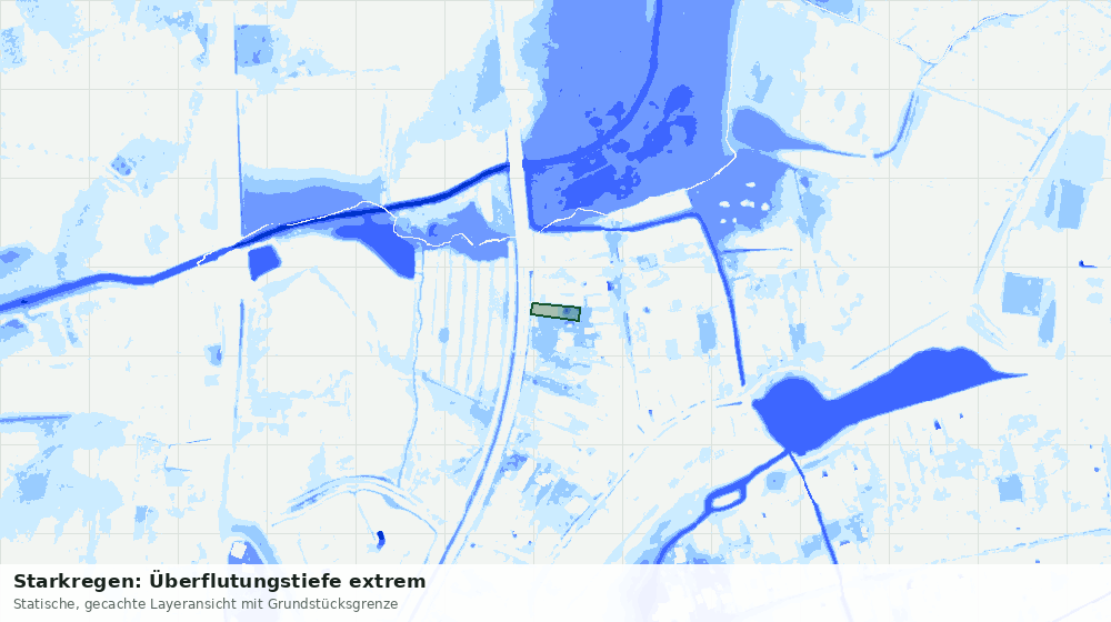 Statische Kartenansicht: Starkregen: Überflutungstiefe extrem