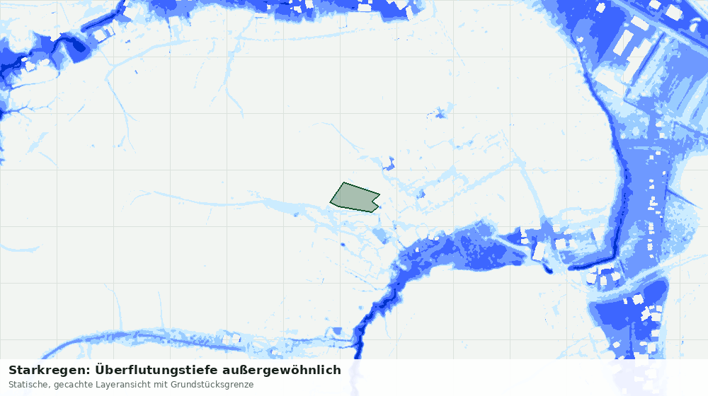 Statische Kartenansicht: Starkregen: Überflutungstiefe außergewöhnlich