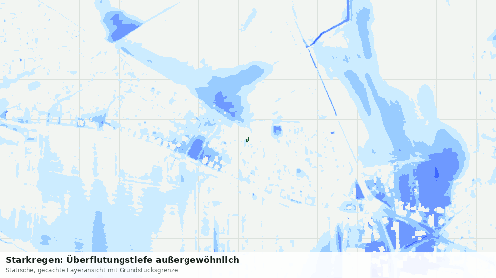 Statische Kartenansicht: Starkregen: Überflutungstiefe außergewöhnlich