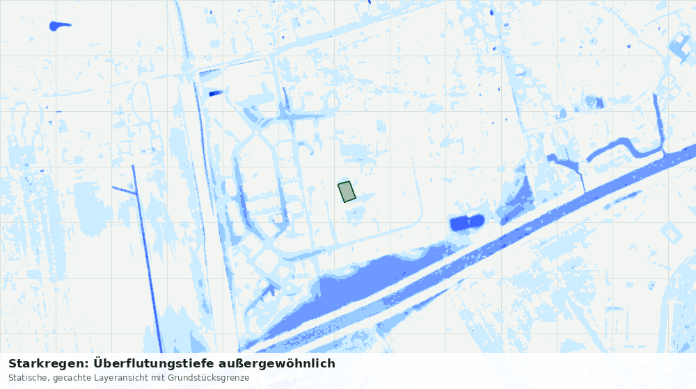 Statische Kartenansicht: Starkregen: Überflutungstiefe außergewöhnlich