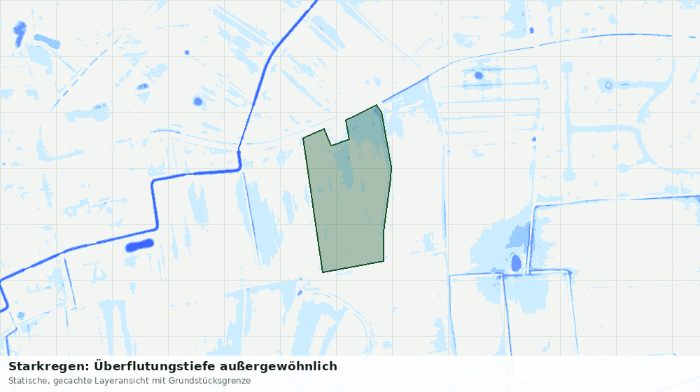 Statische Kartenansicht: Starkregen: Überflutungstiefe außergewöhnlich