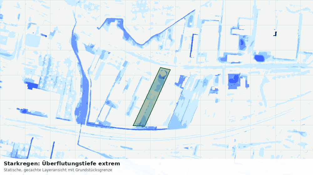 Statische Kartenansicht: Starkregen: Überflutungstiefe extrem
