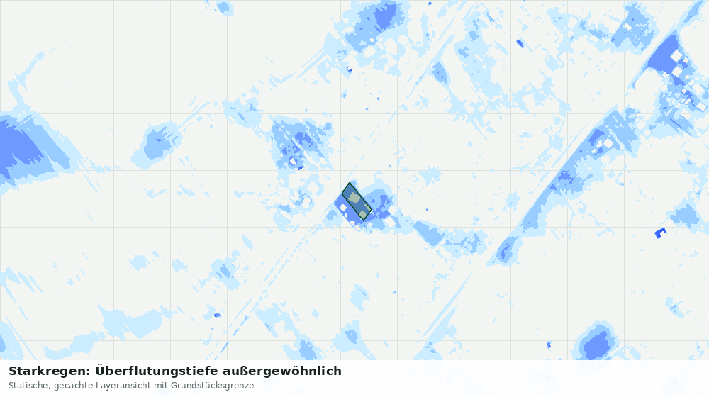 Statische Kartenansicht: Starkregen: Überflutungstiefe außergewöhnlich