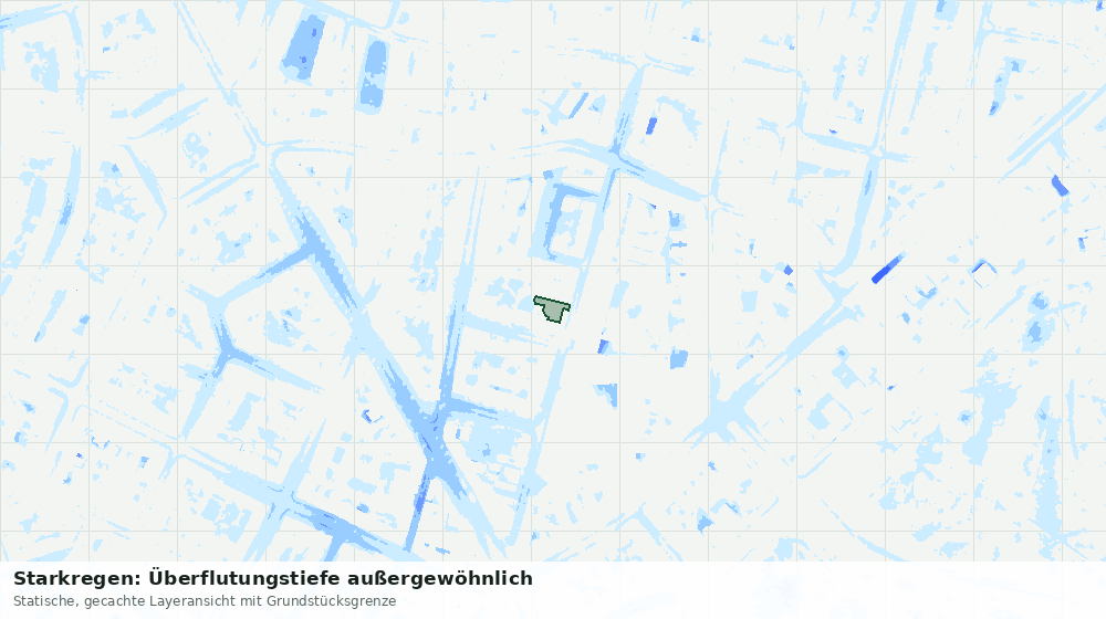 Statische Kartenansicht: Starkregen: Überflutungstiefe außergewöhnlich