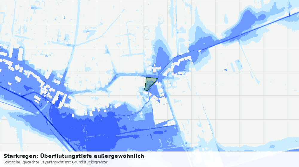 Statische Kartenansicht: Starkregen: Überflutungstiefe außergewöhnlich