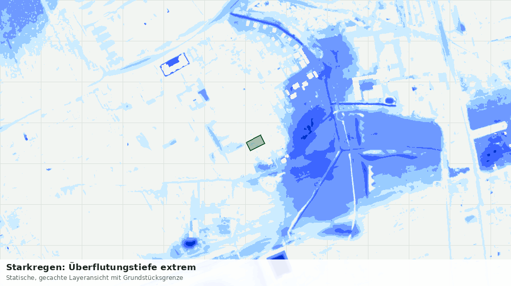Statische Kartenansicht: Starkregen: Überflutungstiefe extrem