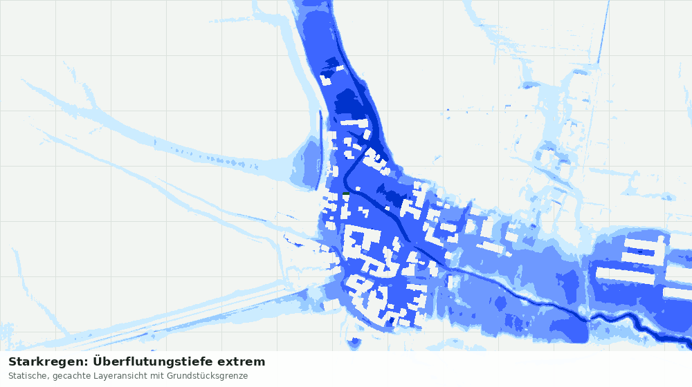 Statische Kartenansicht: Starkregen: Überflutungstiefe extrem