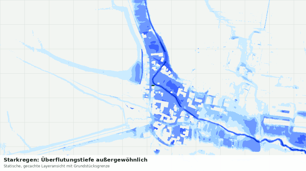 Statische Kartenansicht: Starkregen: Überflutungstiefe außergewöhnlich