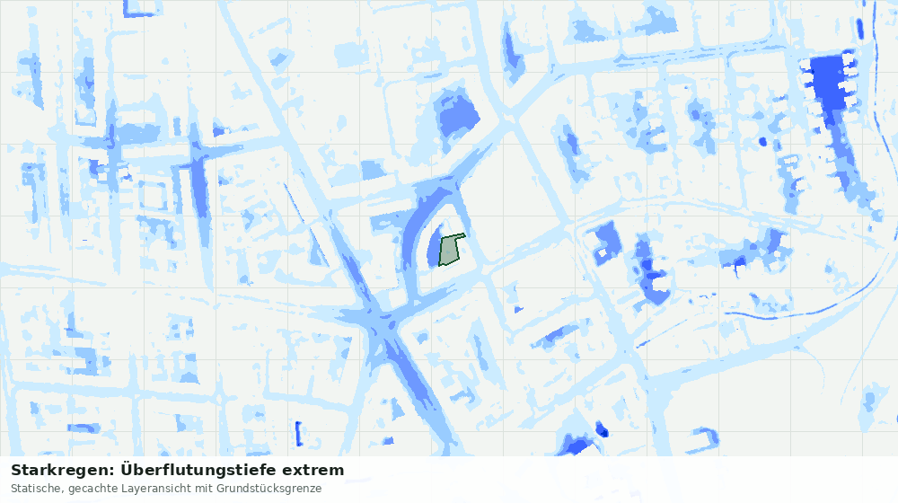 Statische Kartenansicht: Starkregen: Überflutungstiefe extrem