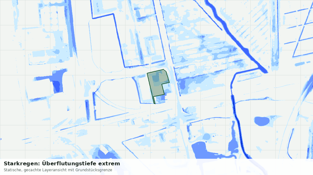 Statische Kartenansicht: Starkregen: Überflutungstiefe extrem