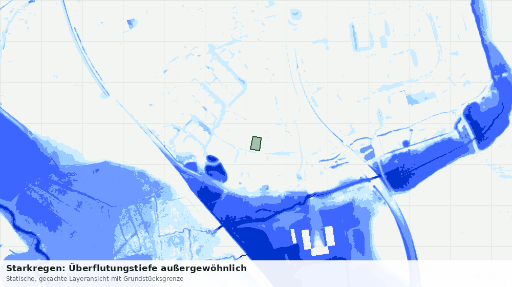 Statische Kartenansicht: Starkregen: Überflutungstiefe außergewöhnlich