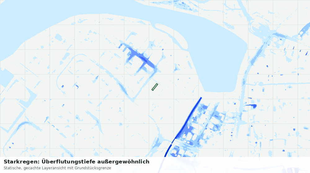 Statische Kartenansicht: Starkregen: Überflutungstiefe außergewöhnlich