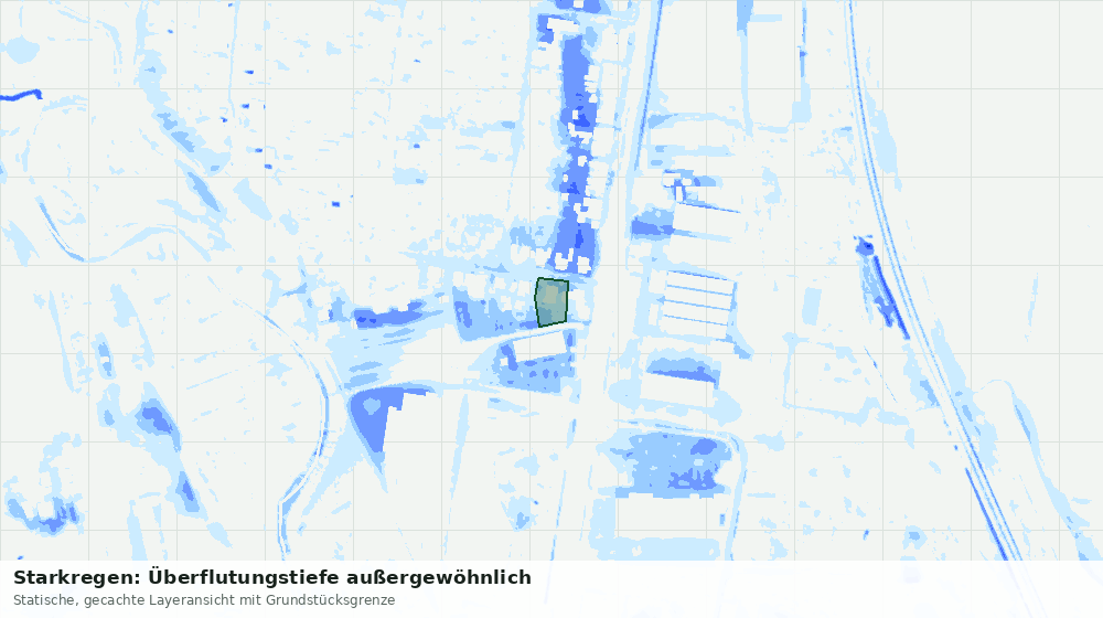 Statische Kartenansicht: Starkregen: Überflutungstiefe außergewöhnlich