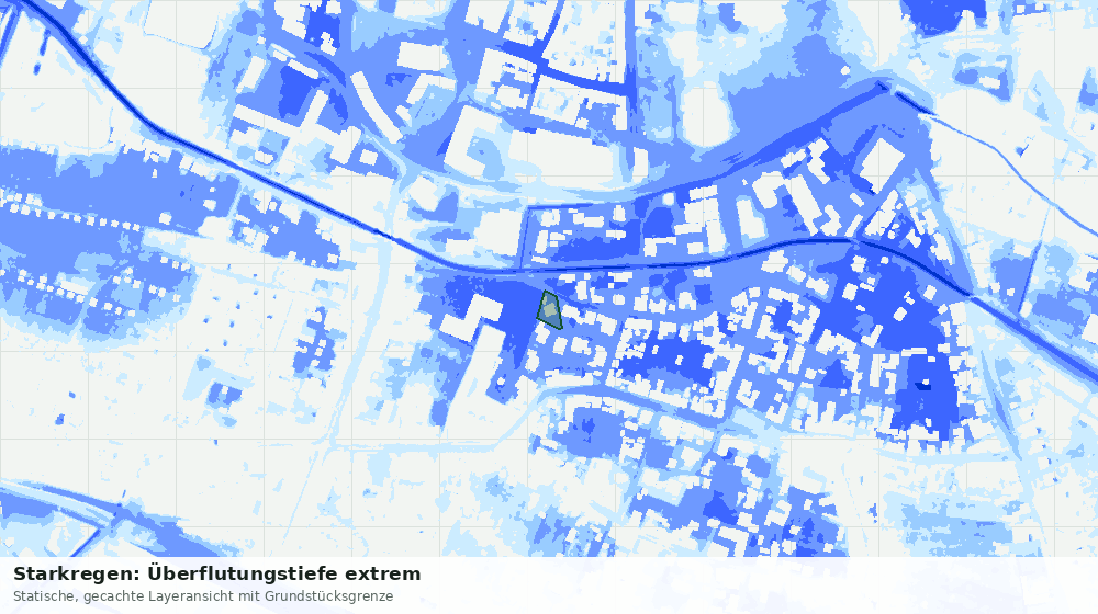Statische Kartenansicht: Starkregen: Überflutungstiefe extrem