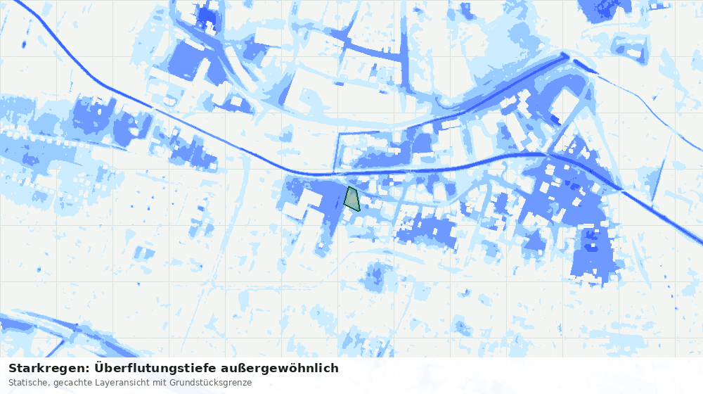 Statische Kartenansicht: Starkregen: Überflutungstiefe außergewöhnlich