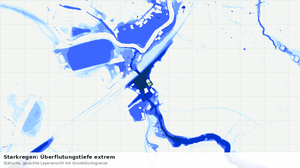 Statische Kartenansicht: Starkregen: Überflutungstiefe extrem