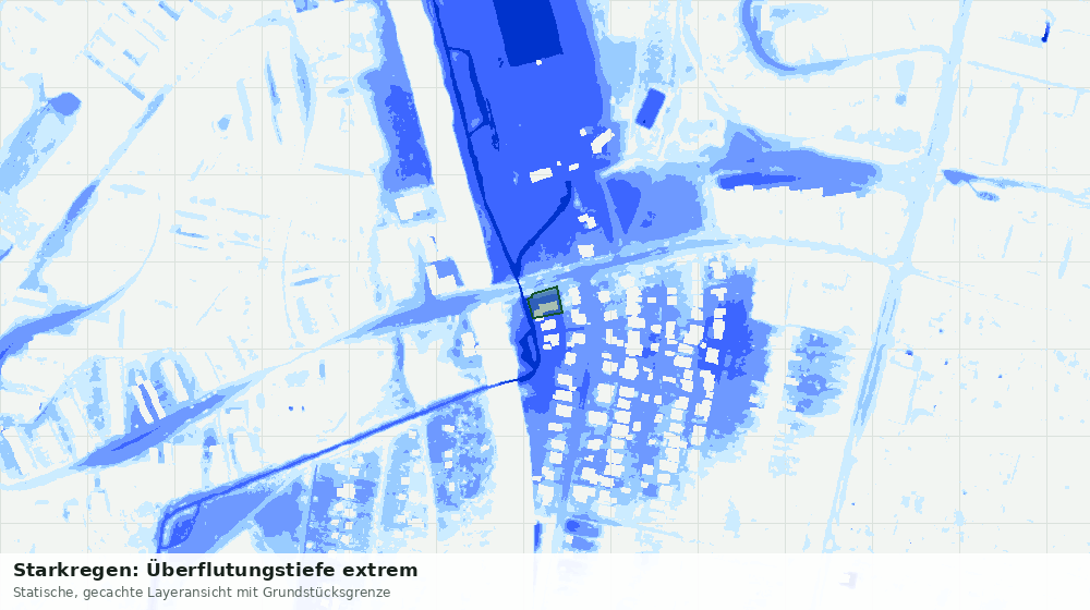 Statische Kartenansicht: Starkregen: Überflutungstiefe extrem