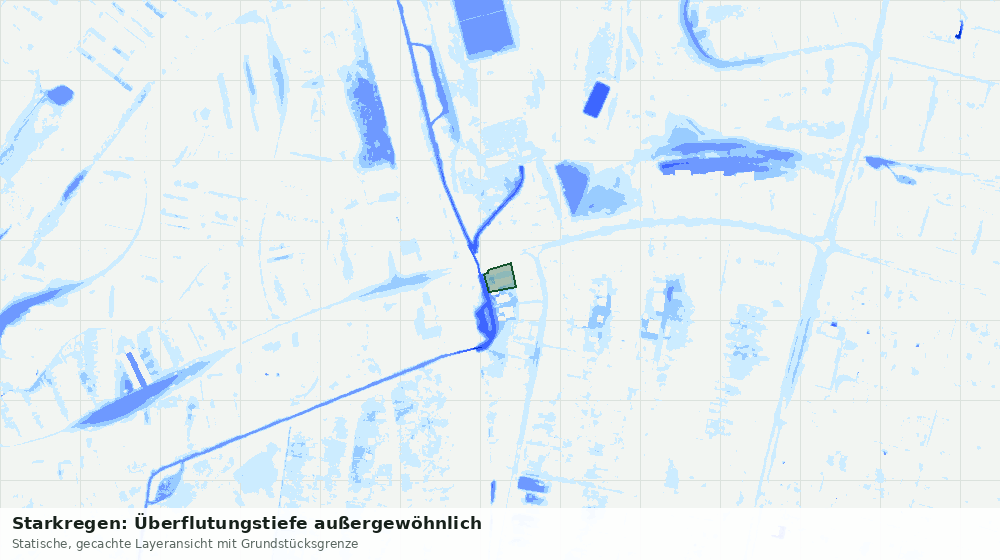Statische Kartenansicht: Starkregen: Überflutungstiefe außergewöhnlich
