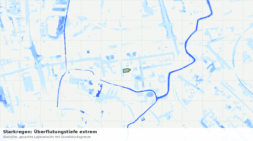 Statische Kartenansicht: Starkregen: Überflutungstiefe extrem