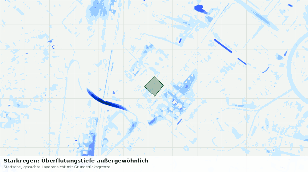 Statische Kartenansicht: Starkregen: Überflutungstiefe außergewöhnlich
