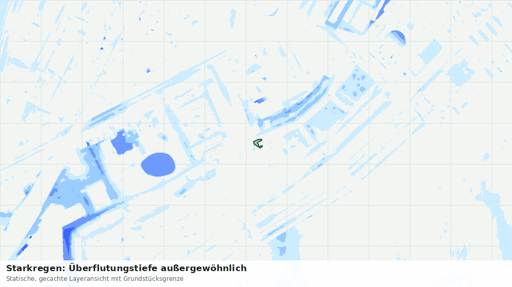 Statische Kartenansicht: Starkregen: Überflutungstiefe außergewöhnlich