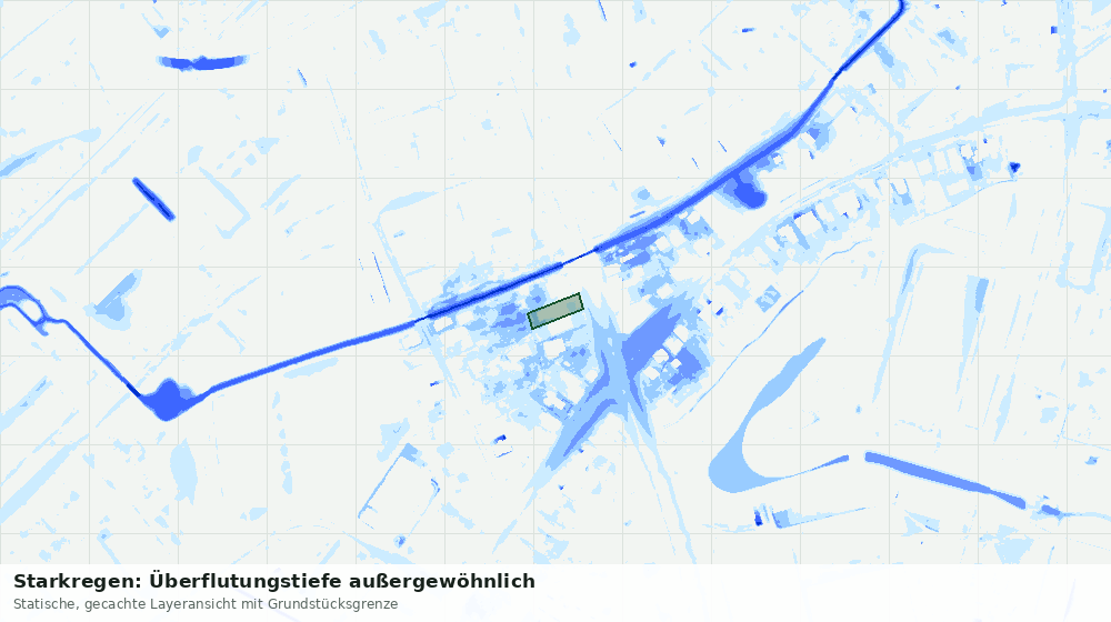 Statische Kartenansicht: Starkregen: Überflutungstiefe außergewöhnlich