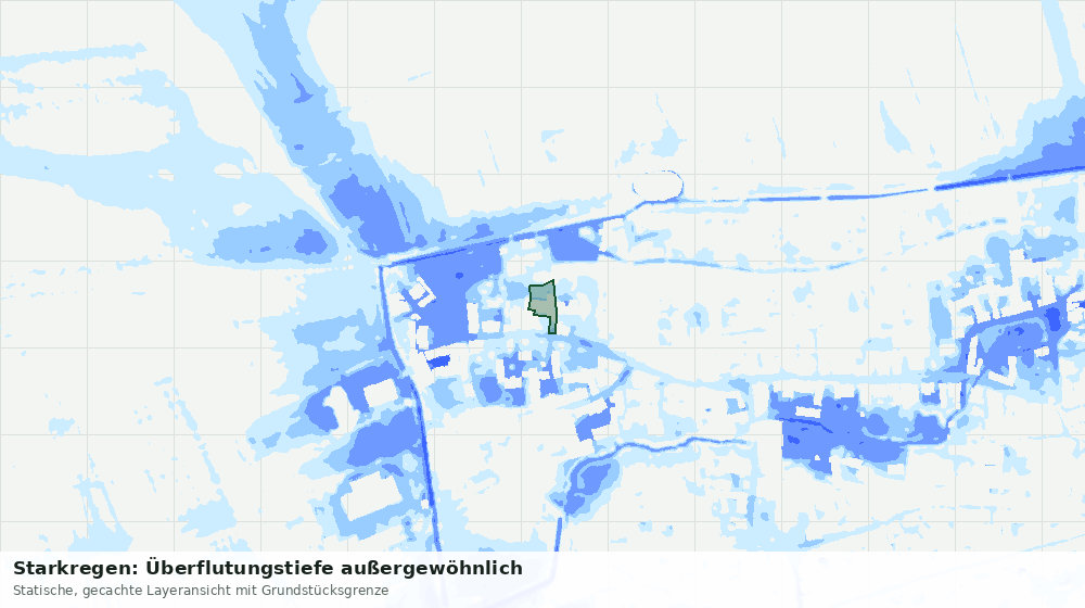 Statische Kartenansicht: Starkregen: Überflutungstiefe außergewöhnlich