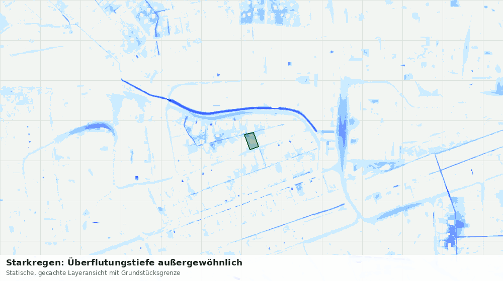 Statische Kartenansicht: Starkregen: Überflutungstiefe außergewöhnlich