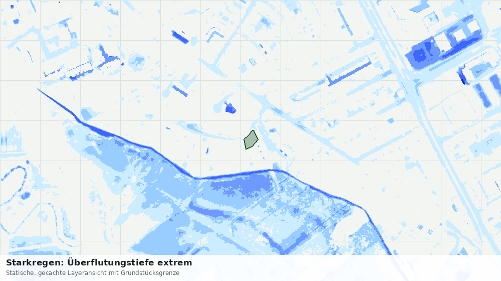 Statische Kartenansicht: Starkregen: Überflutungstiefe extrem