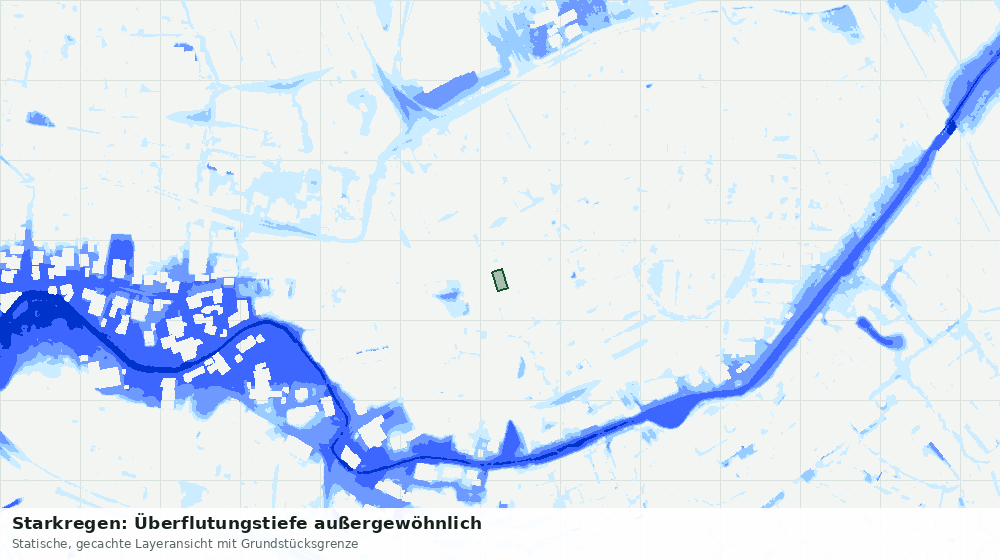 Statische Kartenansicht: Starkregen: Überflutungstiefe außergewöhnlich