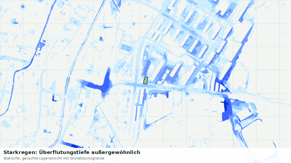 Statische Kartenansicht: Starkregen: Überflutungstiefe außergewöhnlich