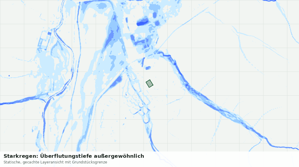 Statische Kartenansicht: Starkregen: Überflutungstiefe außergewöhnlich