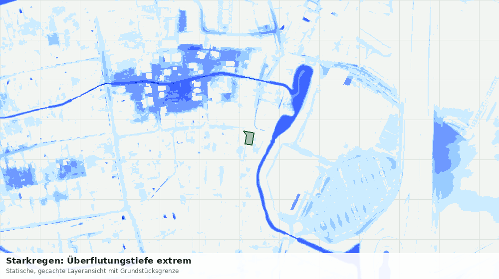 Statische Kartenansicht: Starkregen: Überflutungstiefe extrem