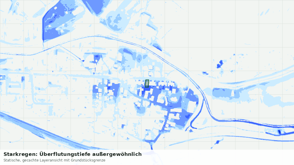 Statische Kartenansicht: Starkregen: Überflutungstiefe außergewöhnlich