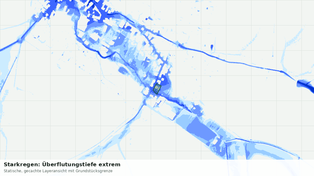 Statische Kartenansicht: Starkregen: Überflutungstiefe extrem