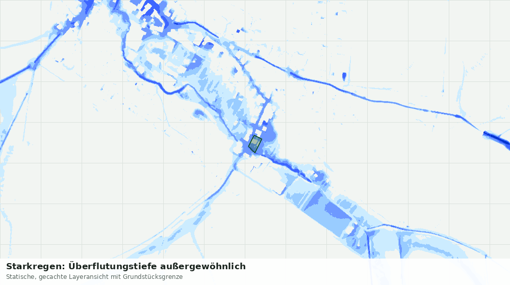 Statische Kartenansicht: Starkregen: Überflutungstiefe außergewöhnlich