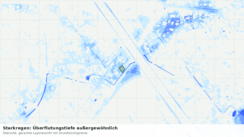 Statische Kartenansicht: Starkregen: Überflutungstiefe außergewöhnlich