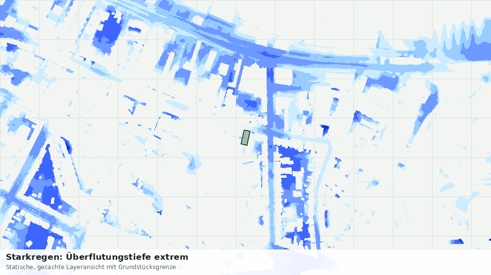 Statische Kartenansicht: Starkregen: Überflutungstiefe extrem
