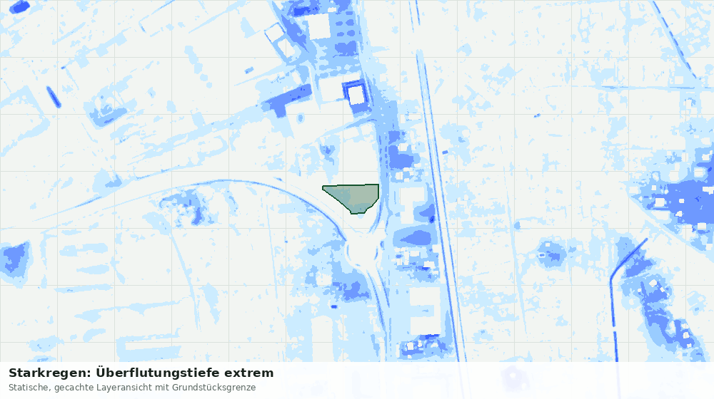 Statische Kartenansicht: Starkregen: Überflutungstiefe extrem