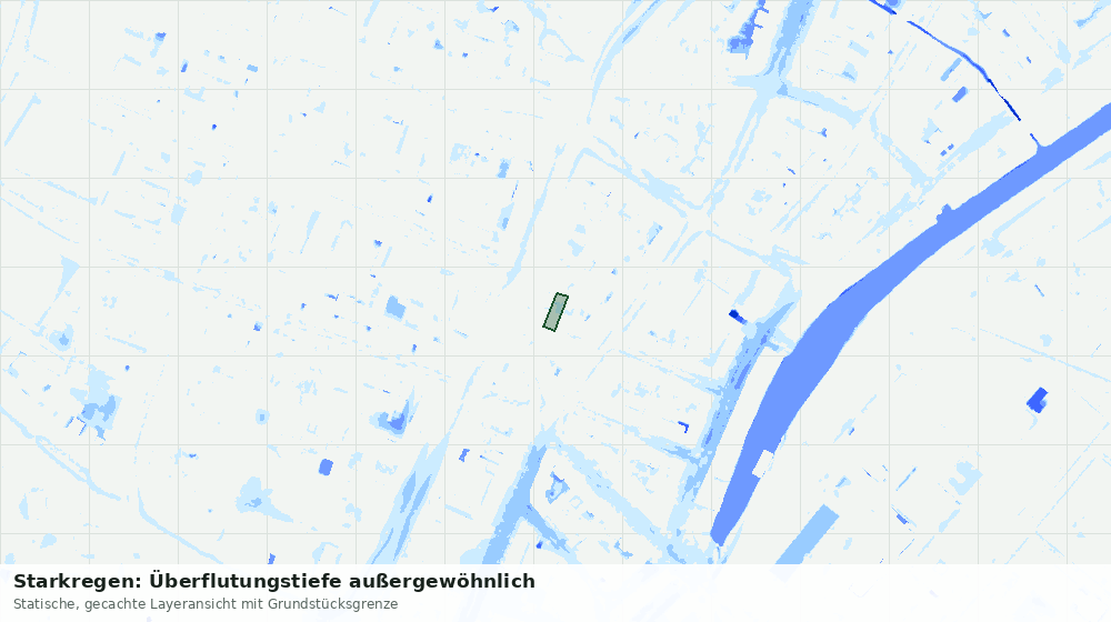 Statische Kartenansicht: Starkregen: Überflutungstiefe außergewöhnlich