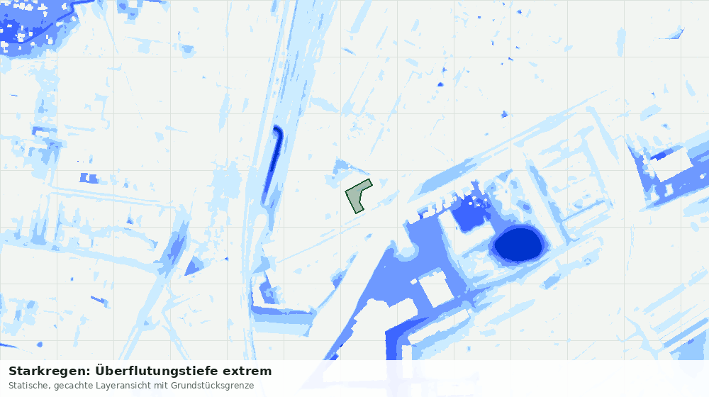 Statische Kartenansicht: Starkregen: Überflutungstiefe extrem