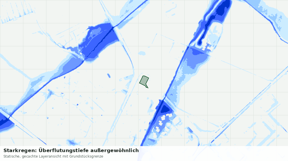 Statische Kartenansicht: Starkregen: Überflutungstiefe außergewöhnlich