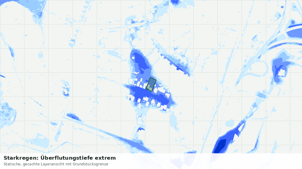 Statische Kartenansicht: Starkregen: Überflutungstiefe extrem