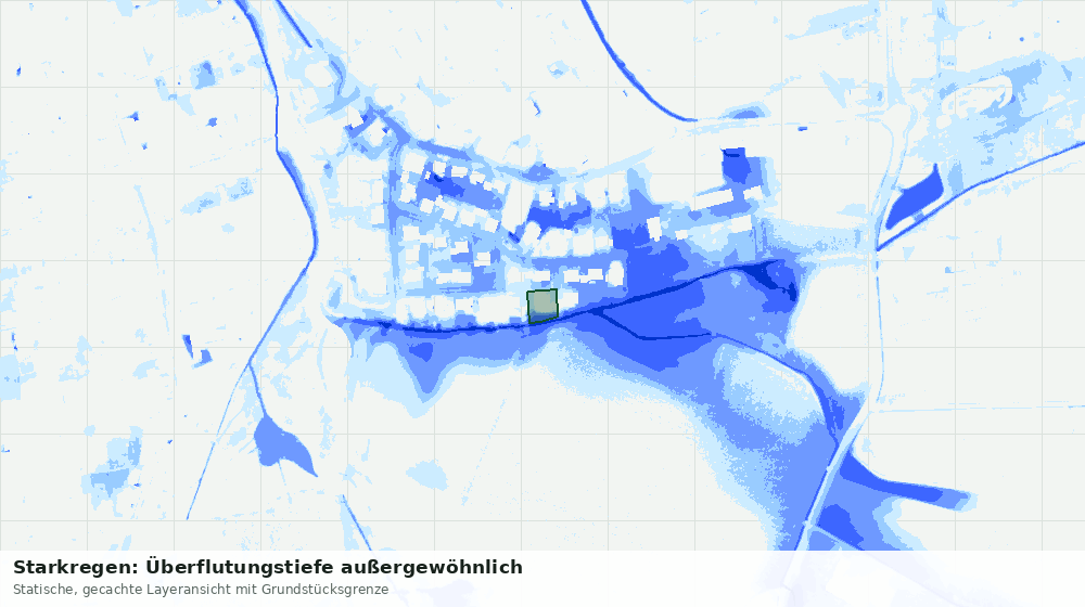 Statische Kartenansicht: Starkregen: Überflutungstiefe außergewöhnlich