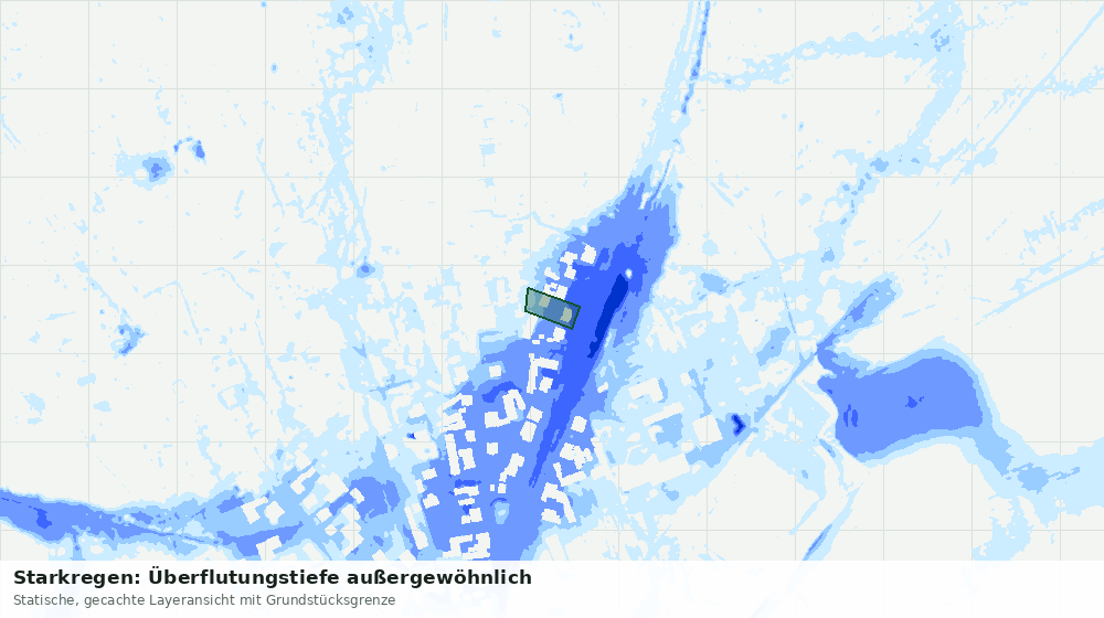 Statische Kartenansicht: Starkregen: Überflutungstiefe außergewöhnlich