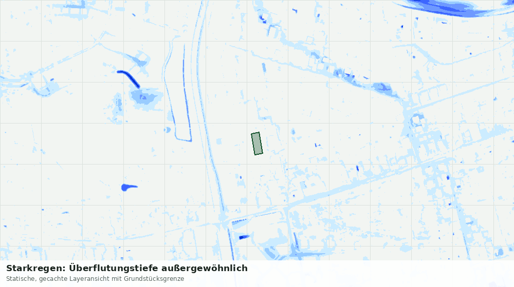 Statische Kartenansicht: Starkregen: Überflutungstiefe außergewöhnlich