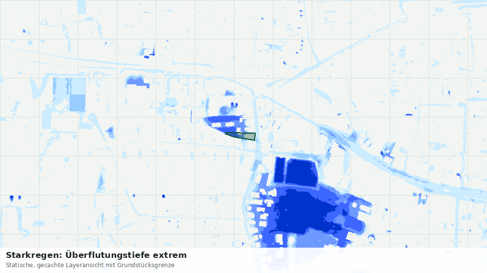 Statische Kartenansicht: Starkregen: Überflutungstiefe extrem